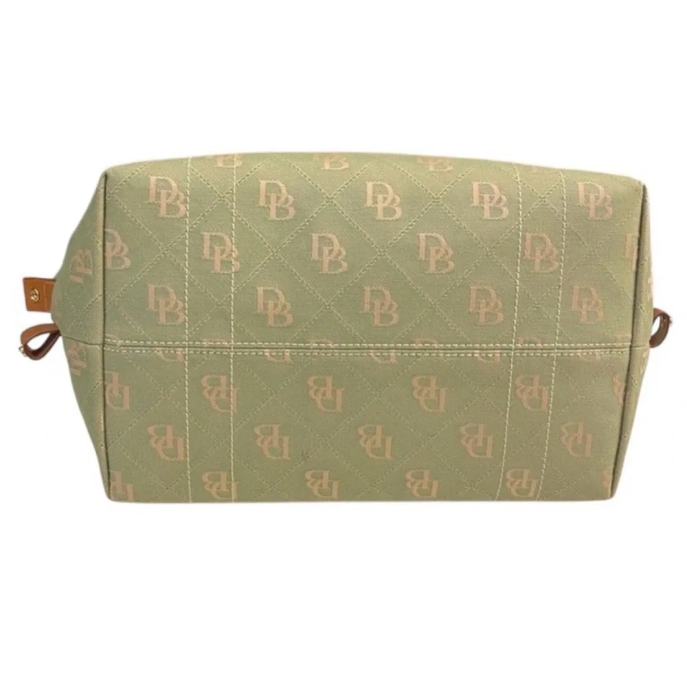 DOONEY & BURKE Lime Green & Oak Monogram Fabric Satchel Handbag, Authentic EUC